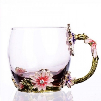 Чашка с ложкой Butterfly в2р 330мл, цвет розовый