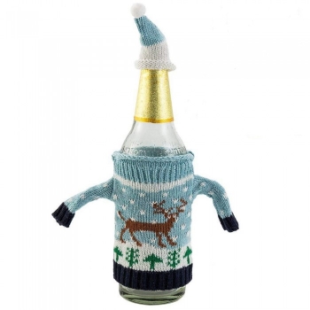 Вязаный свитер для бутылки с оленем